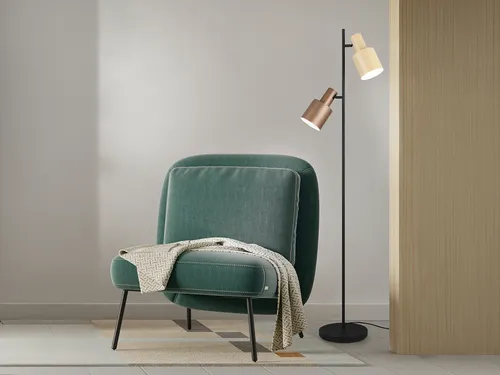 Große LED Stehlampe mit 2 schwenkbaren Spots - Stehlampe im Retro Look, ideal für Wohnzimmer oder Schlafzimmer. Mit 2 dimmbaren E27 Fassungen für individuell einstellbares Licht und blendfreies Lesen.
