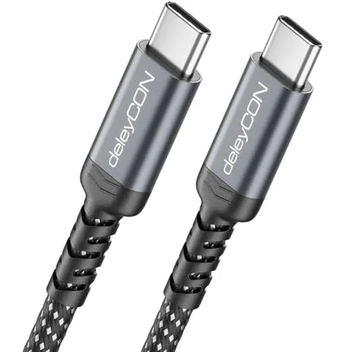 deleyCON 2m 240W USB-C Ladekabel Schnellladekabel PD3.1 USB-C auf USB-C Kabel für iPhone 17 16 15 Pro Max Air Galaxy A16 A56 S25 S24 S23 Pixel iPad Pro MacBook AirPods Tablet Switch PS5