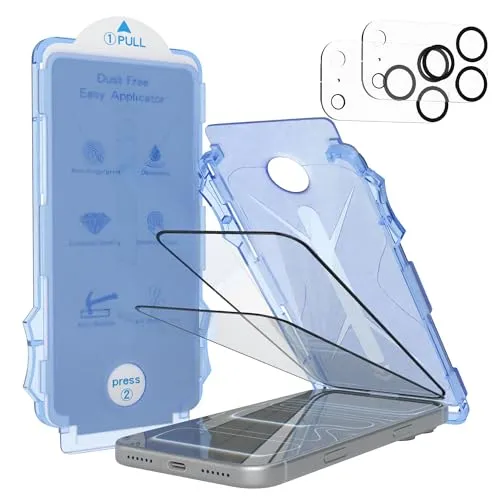 EAZY CASE - 2x Display Schutzglas kompatibel mit iPhone 17 Pro Max inkl. 2x Kameraschutz für iPhone 17 Pro Max Displayschutz Ultra Klar Schutz Glas Folie mit Installationshilfe Blasenfrei Transparent