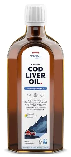 Osavi Norwegian Cod Liver Oil, 1000mg Omega 3 (Lemon-Mint) - 250 ml.