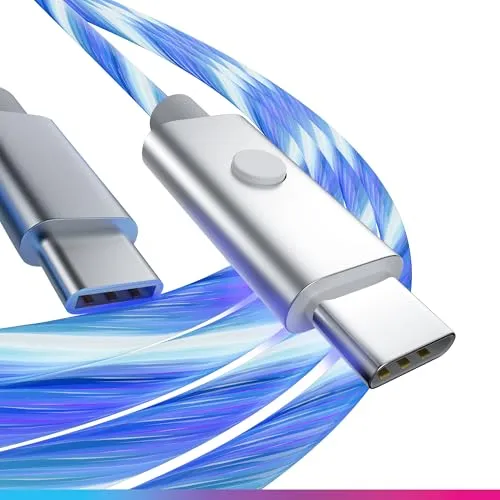 Oniverse USB LED Kabel, USB-C auf USB-C Kabel, kompatibel mit PS5 Pro Slim Xbox Serie X|S Switch PC Mac Android iPhone 15, 2 Meter, Schnellladung, 5 Beleuchtungsmodi, USB Typ C