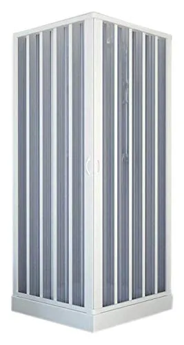 Duschkabine Eckdusche PVC Weiß 80x80 cm - Duschabtrennung für Badezimmer, mit zentraler Öffnung für einfachen Zugang und modernes Design.