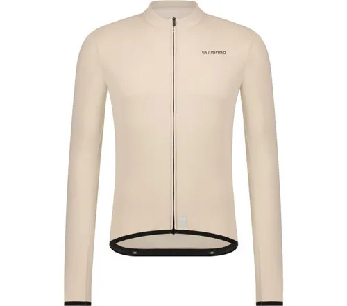 Shimano VERTEX Thermal Langarm Radtrikot beige XXXL - Sportliches Radtrikot aus atmungsaktivem Material mit reflektierenden Elementen. Ideal für Radsportler, die Wert auf Komfort und Funktionalität legen. Mit 3 Rückentaschen und schweißdichter Innentasche.