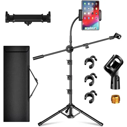 Produktbild Mikrofonständer mit Galgenarm und Tragetasche – Stabiles Stativ aus Stahl, 107–1