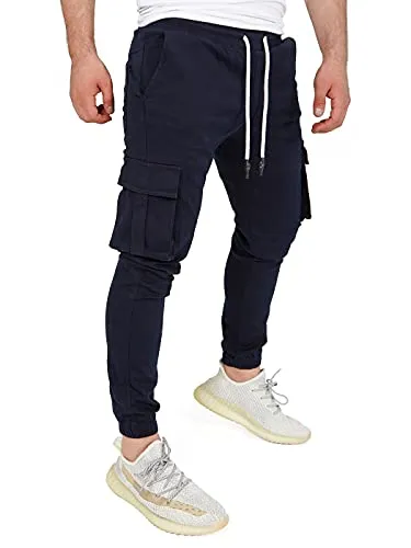 PITTMAN Cargo Pants Maenner Outdoorhose Männer Hosen Mit Seitentaschen Herren Mode Stylisch Kargo Hose Giga, Blau (Night Sky 193924), W28/L34
