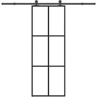 vidaXL Schiebetür mit Beschlag 76x205 cm - ESG-Glas & Aluminium - Moderne Schiebetür für platzsparende Lösungen. Langlebiges ESG-Glas und korrosionsbeständiges Aluminium sorgen für Robustheit und stilvolles Design in deinem Zuhause.