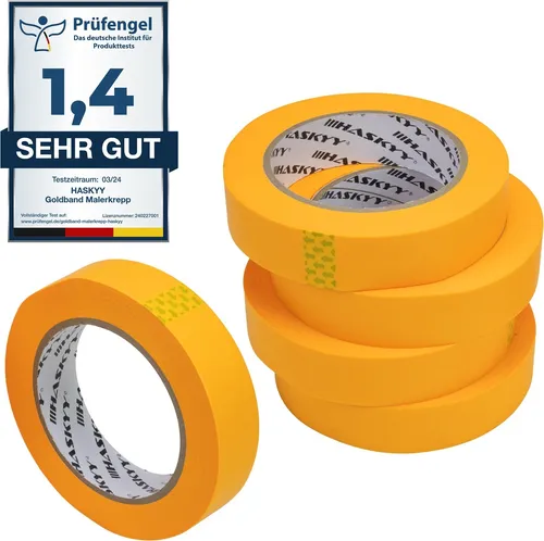 Goldband Malerband Kreppband Profi 5x Malerkrepp 25mm x 50m Klebeband Abdeckband