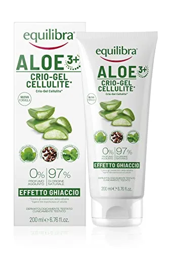 equilibra Körper, Aloe Crio-Gel Cellulite, frisches Gel auf Basis von Aloe Vera und Aloe 3+, fördert die periphere Durchblutung, Kontrast, Feuchtigkeitsretention, Cellulite und Orangenhaut, 200 ml