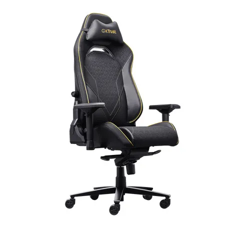 Trust GXT 721 Ruya Pro Gamingstuhl - Gaming Stuhl bis 150 kg, ergonomisches Design für stundenlangen Komfort, ideal für Gamer bis 195 cm, stilvolles schwarzes Aluminium-Finish.