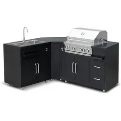 Metall-Outdoorküche mit 3 Spülbecken und Grill