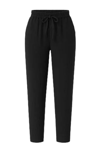 fashionshowcase Musselin Schlupfhose – 100% Baumwolle, Palazzo-Stil, elastischer Bund