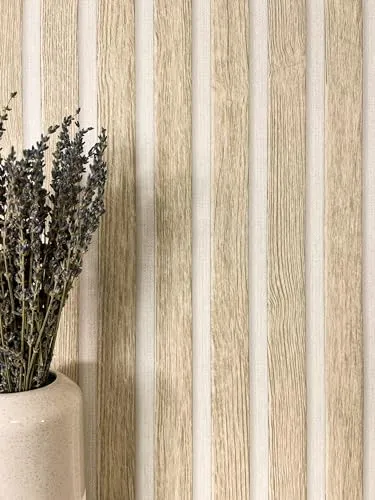 Newroom Tapete Beige Vliestapete Paneele - Holzwandpaneele Skandinavisch Creme Weiß Lamelle Wandpaneele Modern Holzpaneele Wandverkleidung inkl. Tapezier-Ratgeber