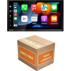 Autoradio Einbaupaket Kenwood DMX7722DABS passend für Ford C-MAX Silber | (Wireless) Apple CarPlay (Wireless) Android Auto