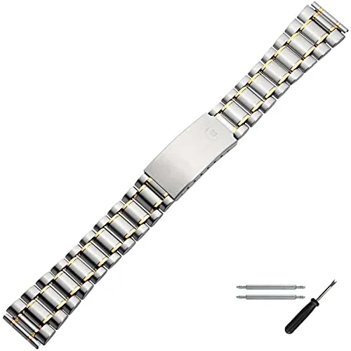 MARBURGER Uhrenarmband 18mm Edelstahl Silber Gold mit Montage Set - Ersatzarmband aus hochwertigem Edelstahl für Uhren mit 18mm Anstoßbreite. Robuste Qualität von Marburger seit 1945. Mit Montageanleitung in 6 Sprachen und Unterstützung durch unser Service-Team.