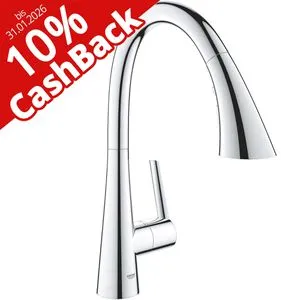 Grohe Zedra Küchenarmatur 32294002 - Armaturen mit herausziehbarer Brause, 3 Strahlarten und innovativer Magnetic Docking für eine einfache Handhabung in der Küche.