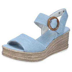 Rieker Keilsandalette - Modische Plateausandale für den Sommer - Pantoletten - Bequeme Sommerschuhe mit 6 cm Keilabsatz und praktischem Klettverschluss, ideal für den Urlaub.