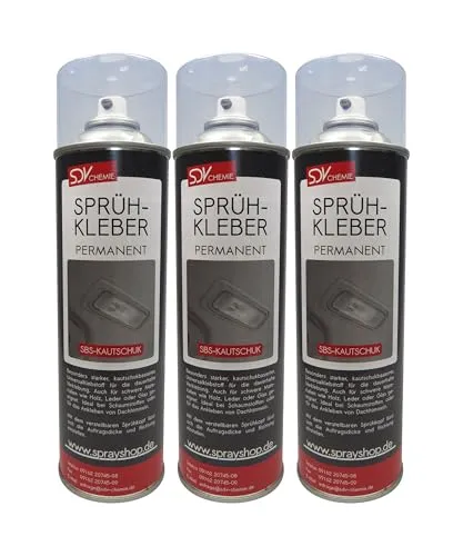 SDV Chemie Sprühkleber 3x 500ml extra starker Powerkleber | Kontaktkleber, Haftkleber, Spray