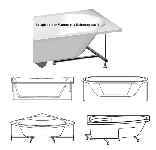 HAK Badewanne Andra, 180x90 cm, weiß mit Rahmengestell, links