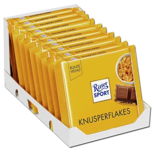 Ritter Sport Knusperflakes, Schokolade, 10 Tafeln je 100g 15,35€/1kg