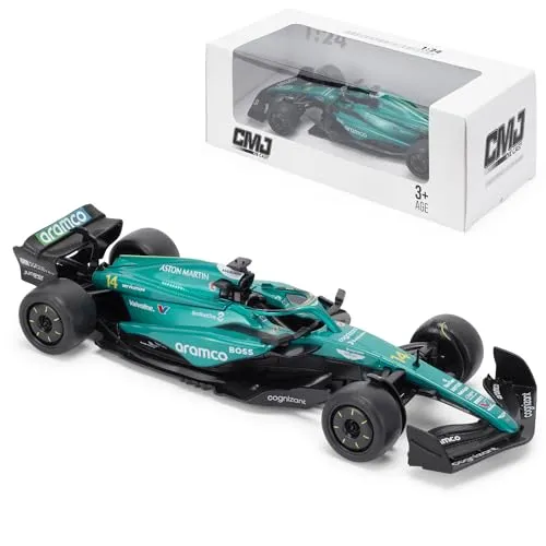 Aston Martin AMR24 F1 Druckguss-Modellauto im Maßstab 1:24 – Saison 2024 | Fernando Alonso #14 Detaillierte Sammleredition | Offizielles Lizenzprodukt