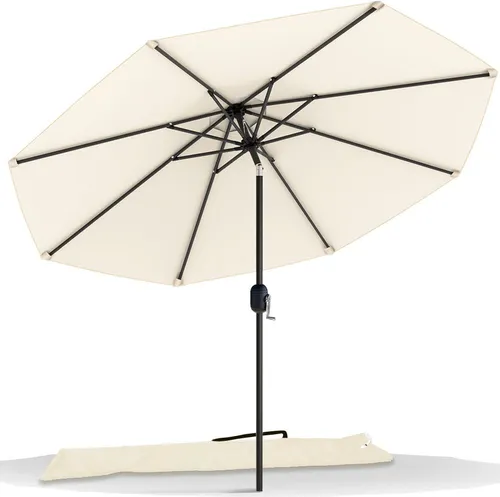 VOUNOT Sonnenschirm 270 cm mit Kurbel und Knickfunktion, Beige