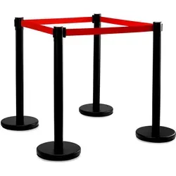 Stagecaptain Absperrpfosten PLS-200 - Spar-Set mit 2 Paar - Schilder für innen und außen, vielseitig einsetzbar und kombinierbar, aus robustem Edelstahl mit rot-schwarzem Gurt, ideal für Events und Personenleitsysteme.