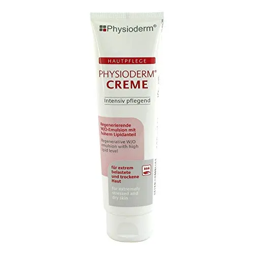 Physioderm 100 ML Creme - Medizinische Körperpflege für extrem belastete und sehr trockene Haut. Intensiv rückfettende Creme mit hohem Lipidanteil, unterstützt die Regeneration und schützt die Haut nachhaltig.