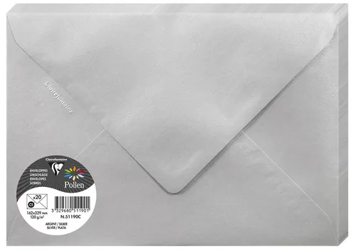 Pollen by Clairefontaine Briefumschlag C5 silber 120 g/qm 20 Briefumschläge