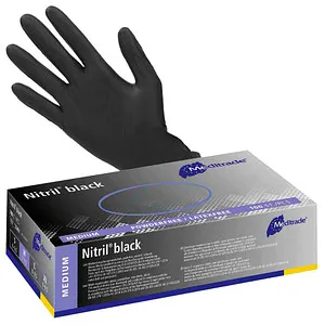 Meditrade unisex Einmalhandschuhe Nitril black schwarz Größe M, 100 St.