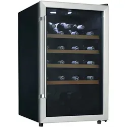 TroniTechnik Weinkühlschrank 126 Liter - Weinkühlschrank für bis zu 63 Flaschen, edle Edelstahl-Optik mit Panoramafenster, ideal für stilvolle Präsentation und optimale Kühlung Ihrer Weine.