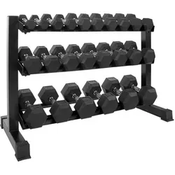 Kompakthantel-Ständer-Set mit 12 Paar Hex Hanteln, 1-15 kg - Hanteln & Gewichte - Kompakthantel-Ständer-Set mit 12 Paar Hex Hanteln, ideal für effizientes Training. Hexagon-Form verhindert Wegrollen und bietet vielseitige Nutzung.