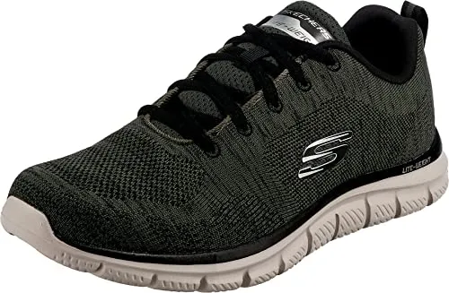Skechers Herren Track-Front Runner Sneaker, Olive/Black - Bequeme Fitness-Schuhe - Herren-Sneaker mit weichem Netzstoff und Memory-Schaumstoff-Innensohle für optimalen Komfort und Flexibilität beim Fitnesstraining.
