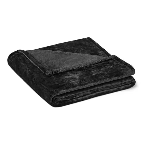 Amazon Basics Weiche Flauschige Fleecedecke, Gemütliche Sofadecke ohne Heizfunktion, 127cm x 152cm, Schwarz