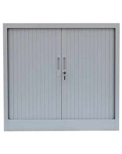 LÜLLMANN Schiebetürenschrank 555080 lichtgrau mit 1 Fachboden - Platzsparender Schiebetürenschrank 80,0 x 45,7 x 75,0 cm, ideal für enge Räume. Mit abschließbarem Korpus aus Stahl und pflegeleichter Pulverbeschichtung für langanhaltende Nutzung.
