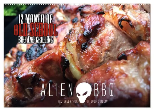 Christian Christian | ALIEN-BBQ 2026 Wandkalender - Wandkalender im DIN A2 Format mit 12 Monaten BBQ und Grillen. Perfekt für Grillfans und kreative Köche, um Inspiration zu finden und den Alltag zu planen.