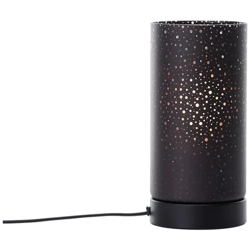 Lightbox Nachttischlampe | 23 cm Höhe, Ø 11 cm | Tischleuchte mit Sternenhimmel & matt schwarze Glas Schirm | E27 Fassung | Schlafzimmer | aus Glas/Metall in Matt Schwarz