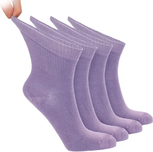 NoblesBox Diabetikersocken Damensocken Weich und Dünne, 4 Paar