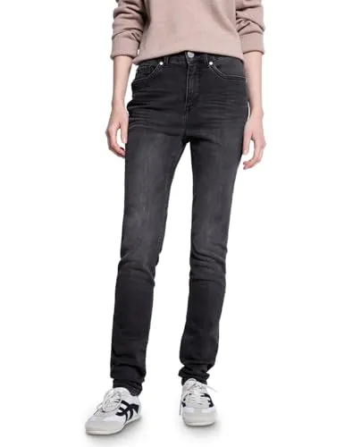 Street One Studio Skinny Fit Jeans Black Washed 30 - Damen-Jeanshosen in High Waist und Skinny Fit, mit schwarzer Waschung für einen modernen Look. Perfekt für jeden Anlass und vielseitig kombinierbar.