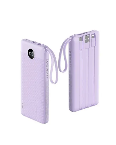 VRURC 10000mAh Powerbank mit LED Display - Praktische 10000mAh Powerbank für Smartphone und Tablet mit 5 Ausgängen und Schnellladefunktion. Ideal für Reisen und den Alltag, kompakt und leicht mit integriertem Kabel.