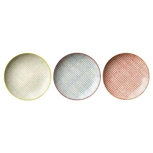 Bloomingville Carla Frühstücksteller 3er Set - Buntes 3er Set Frühstücksteller aus Steingut mit Retro-Blumenmuster, spülmaschinenfest und ideal für einen farbenfrohen Start in den Tag.