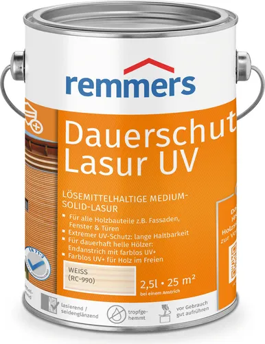 Remmers Dauerschutz-Lasur UV weiß, 2,5 Liter
