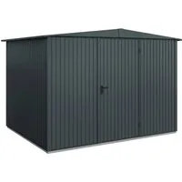 Gartenhaus Hörmann EcoStar Trend-S Typ 3 RAL7016 - Gartenhaus aus robustem Metall mit Satteldach, anthrazitfarben, ideal für die sichere Aufbewahrung von Gartenutensilien.