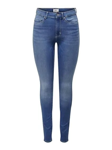 ONLY Damen ONLROYAL Life HW SK DNM BJ369 NOOS - Light Medium Blue Denim - Damen-Jeanshose in Light Medium Blue, enge und elastische Skinny Jeans mit Gürtelschlaufen und praktischen Hosentaschen für perfekten Sitz und Komfort.