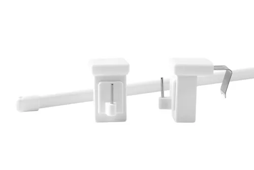 Deco-Raum Vitragenstange mit drehbaren Klemmträgern, Ø 10 mm, 1-läufig, ausziehbar, geklemmt, kein Bohren, Metall-Kunststoff, Komplett-Set