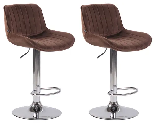 furnicato Barhocker Lentini Samt 2er Set – Höhenverstellbare und drehbare Tresenhocker in Braun