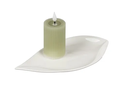 Formano Deko-Schale Kerzen -Teller 24 cm Brilliant-weiss Tropfenform Geschenk