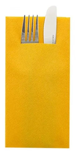 Sovie HOME Besteckserviette in CURRY/ORANGE aus Linclass Airlaid, 40 x 40cm, 1/8 Falz, 12 Stück, hochwertige Servietten mit Bestecktasche für festliche Tischdekoration