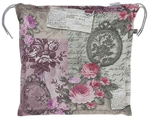 Kettler Polen KETTtex 0798 Auflage Hocker Rom rosa-grau Blumen Landhaus 50x50x6 cm Sitzpolster