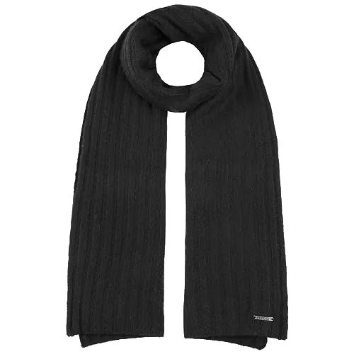 Stetson Sergnano Kaschmirschal Unisex Einfarbig Rippstrick schwarz - Hochwertiger Kaschmirschal in eleganter Rippstrick-Optik, weich und warm für die kalte Jahreszeit. Vielseitig kombinierbar für jeden Anlass und mit markantem Markenemblem.