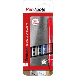 Pentel Permanentmarker N50, N50-PRO4ABCEU, Strichbreite 2 - 3 mm, farbig sortiert, 4 Stück